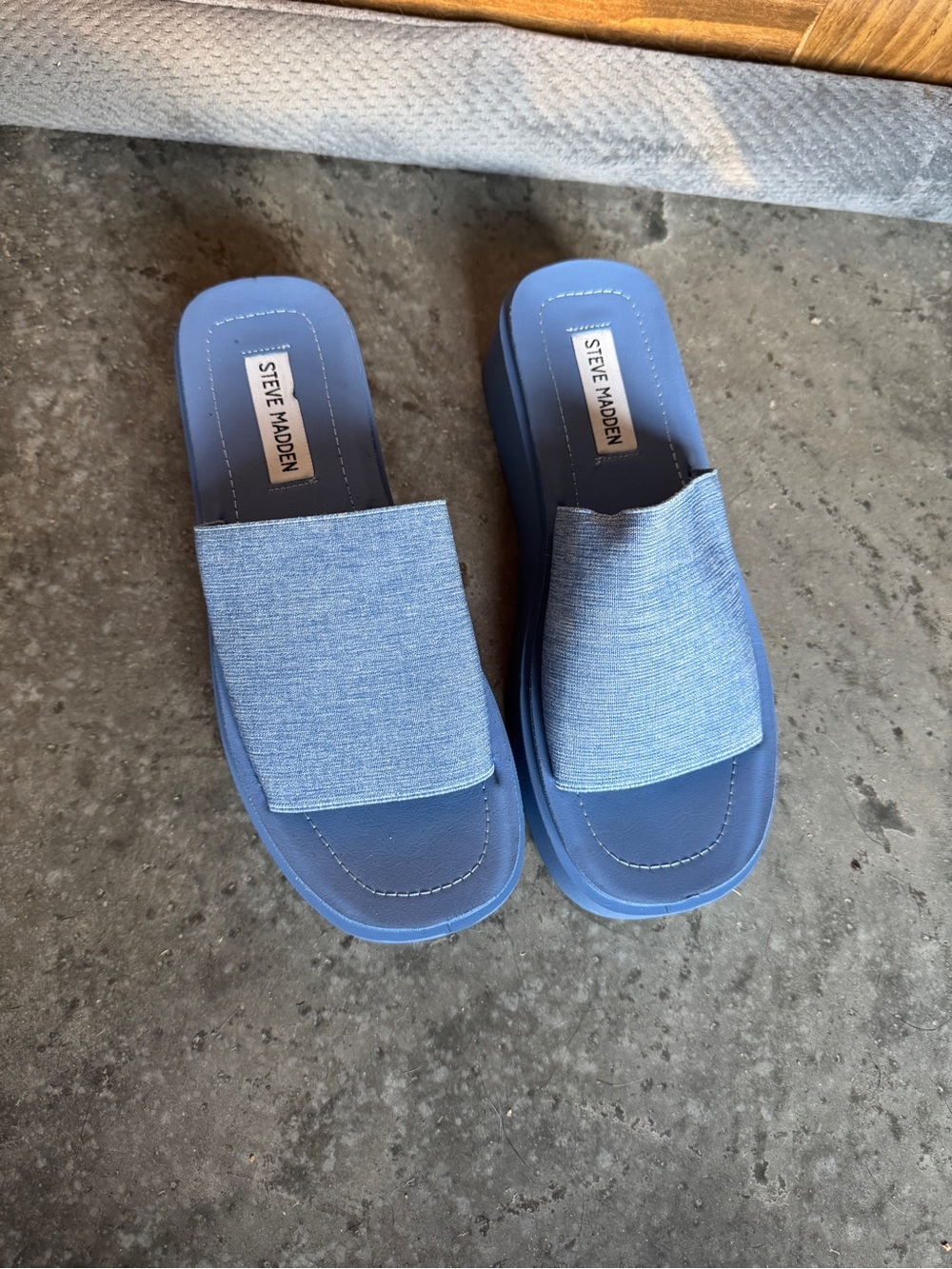 Steve Madden Denim-Style Blue Slide Sandals